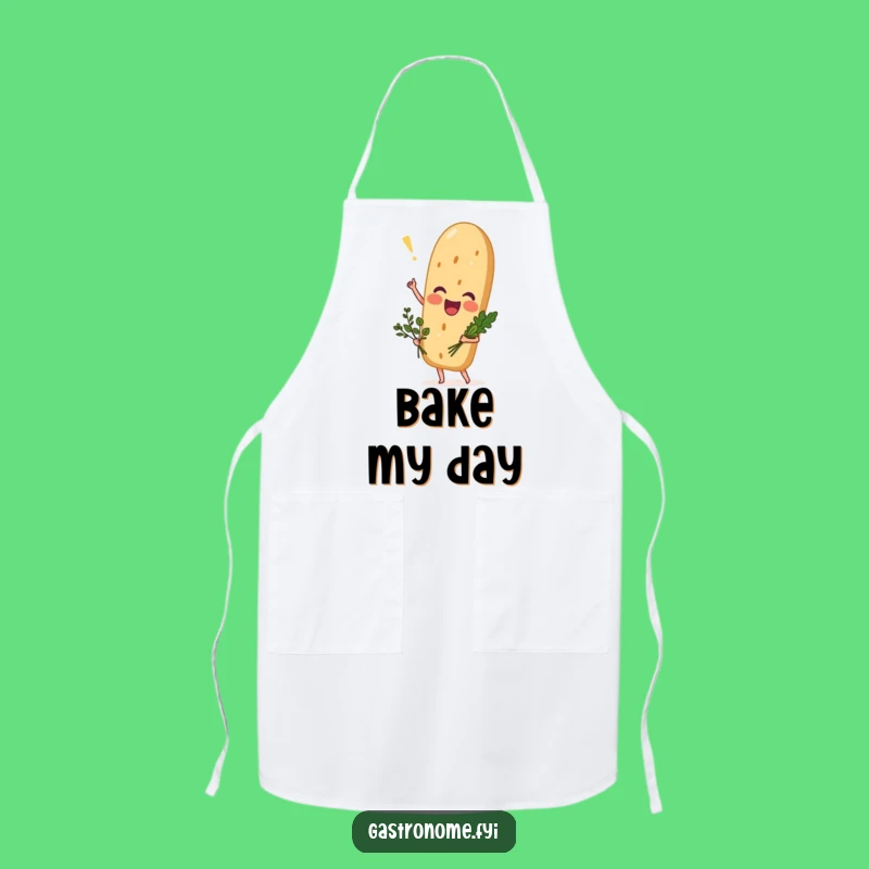 Funny Excited Baguette Apron, Chef's Herb Bread Cooking Gift