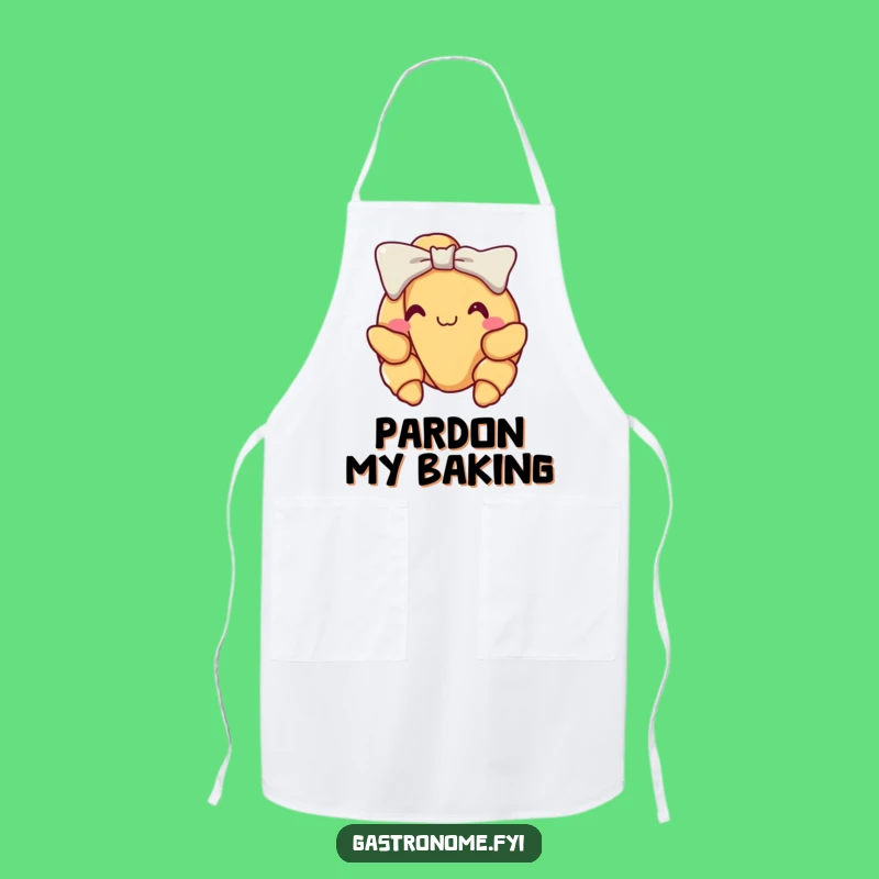 Funny Croissant Bow Apron: Chic Kitchen Style, Parisian Baking Fun, Ideal Funny Gift