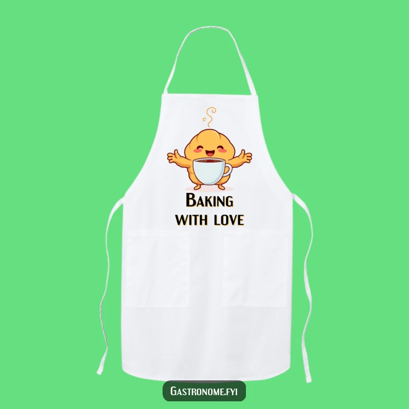 Funny Croissant Coffee Apron: Happy Baker, Humorous Kitchen Accessory Gift