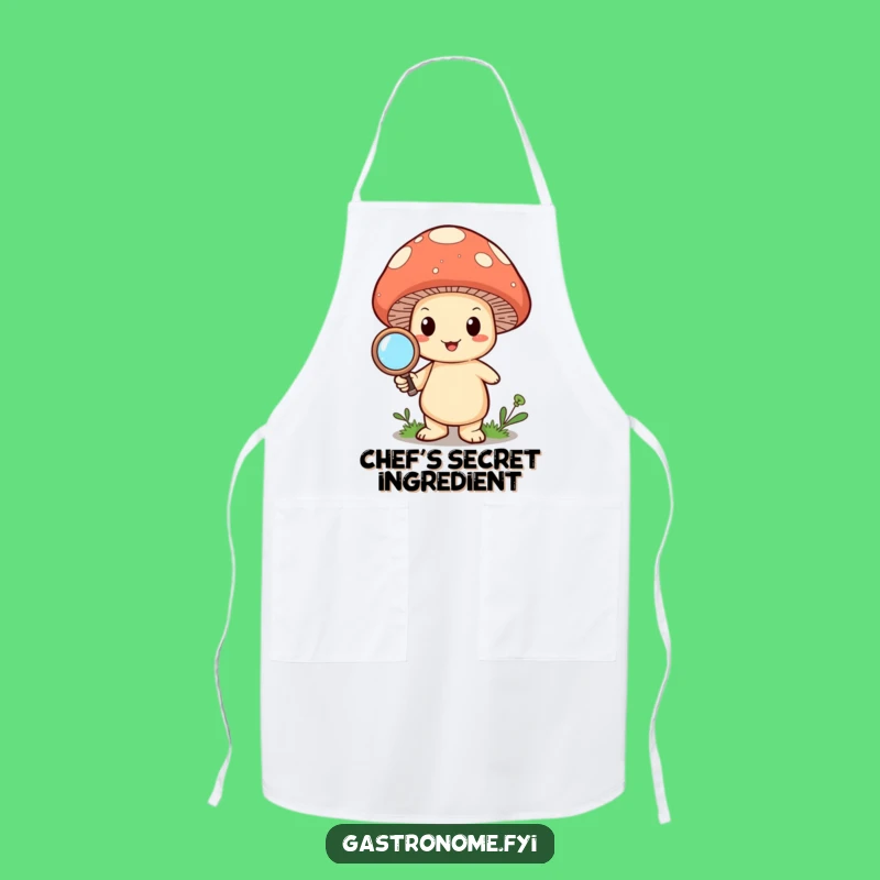 Funny Mushroom Magnify Apron: Cook with Curious Flair