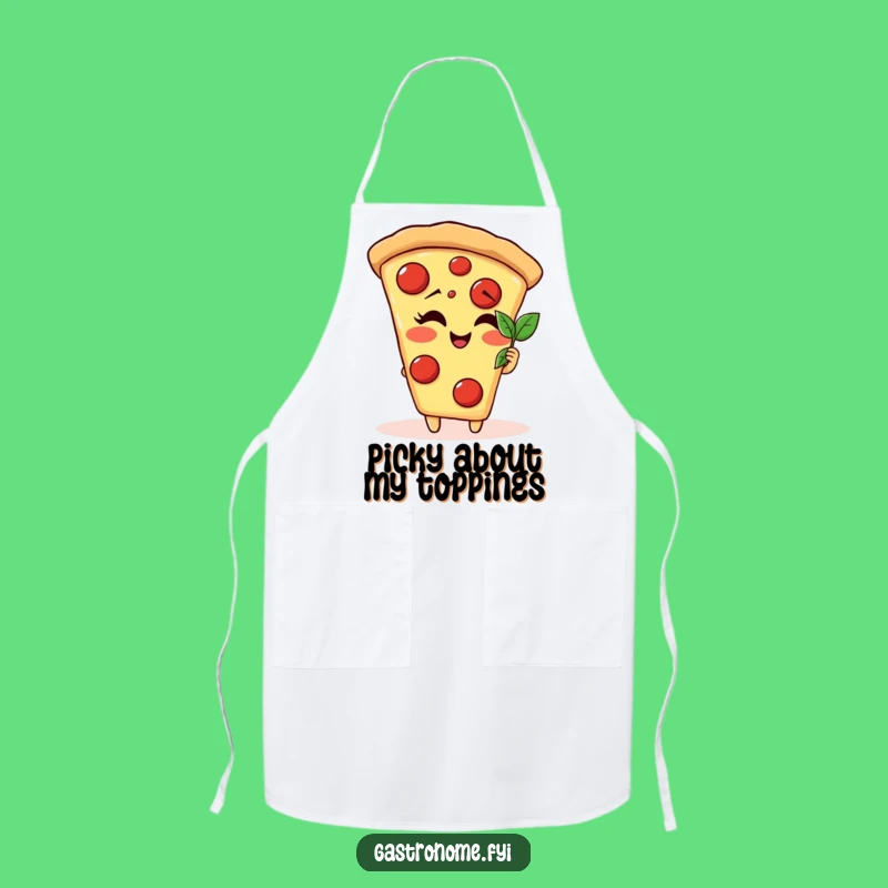 Funny Pizza Slice Basil Leaf Apron - Cook with Culinary Comedy