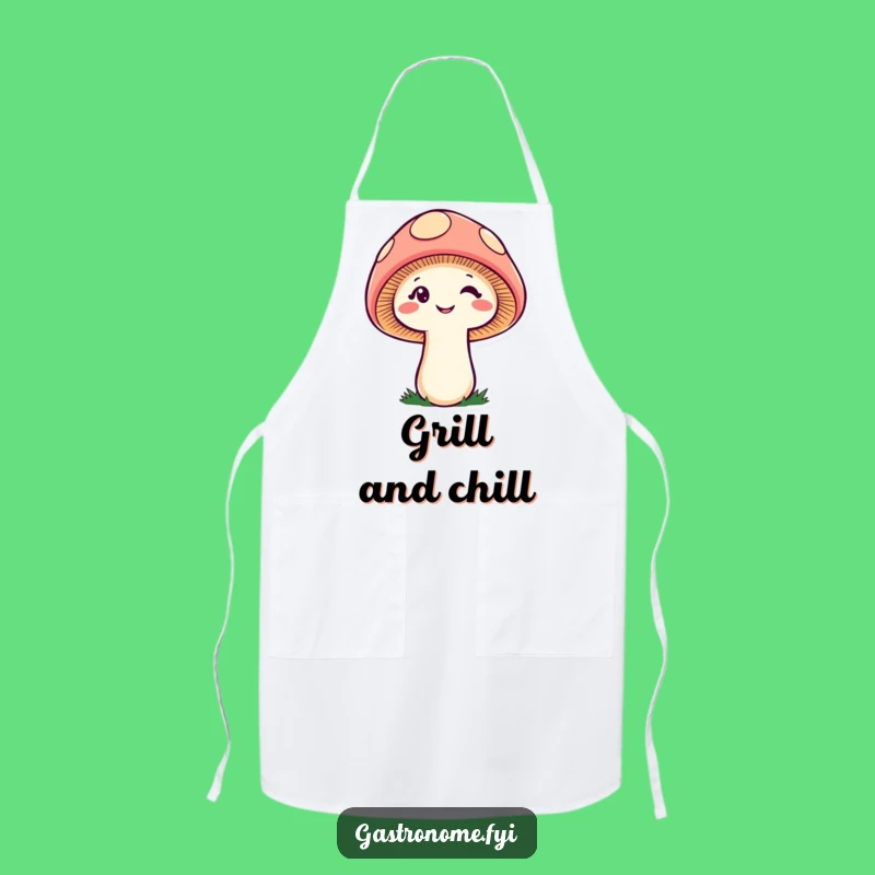 Funny Cheeky Mushroom Apron, Chef's Winking Fungi Bib