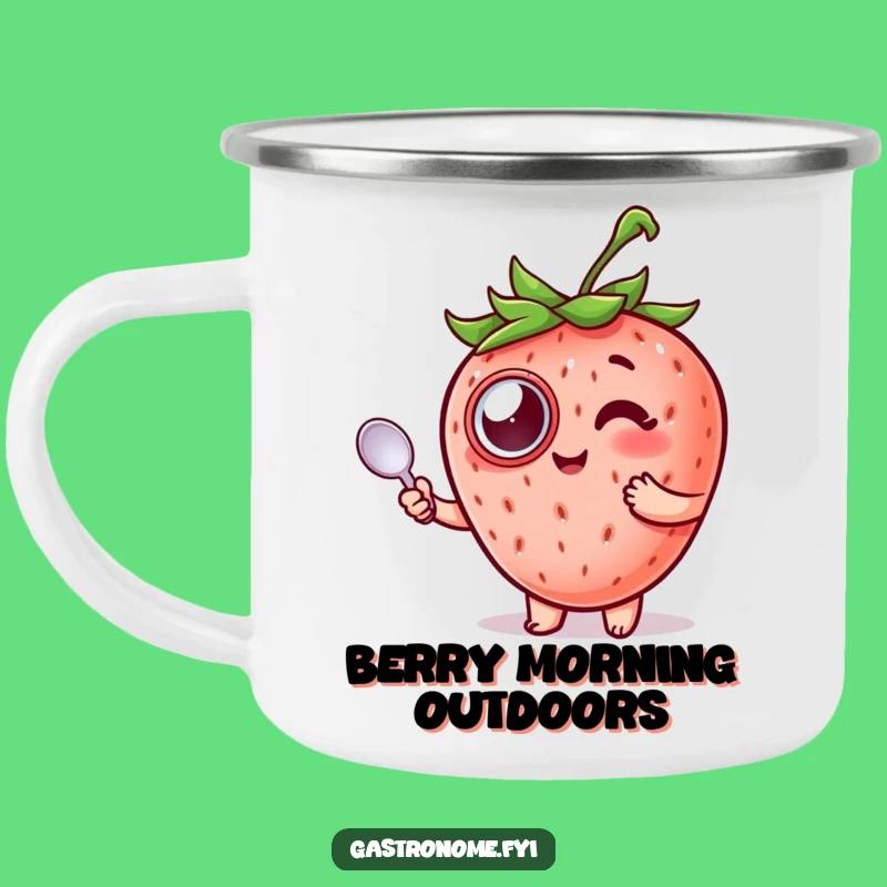 Funny Strawberry Monocle Camping Mug: Trail-Ready Elegance for Fruit Fans