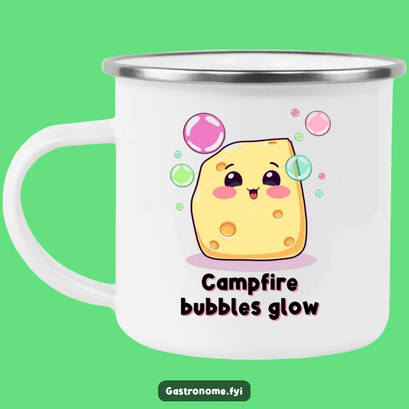 Funny Cheese Bubble Camping Mug: Cheerful Sips in the Outdoors