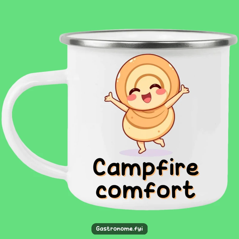Funny Overjoyed Cinnamon Roll Camping Mug, Outdoor Sweet Drinkware