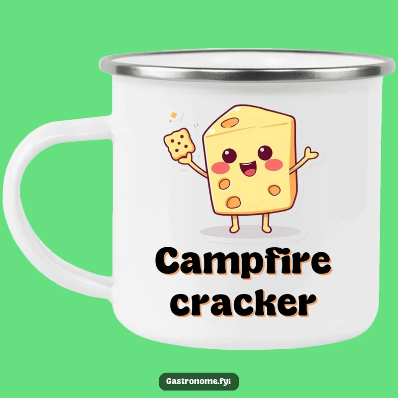 Funny Cheese Wedge Character Camping Mug: Cheesy Jokes on the Go