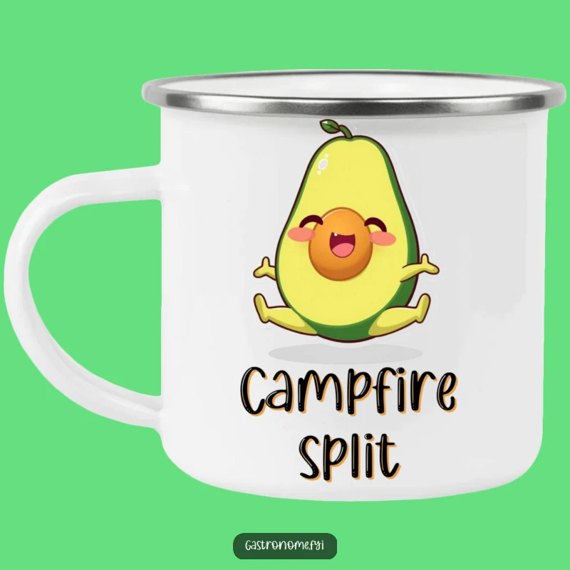 Funny Avocado Split Camping Mug: Happy Character Yoga Cup for Outdoor Health