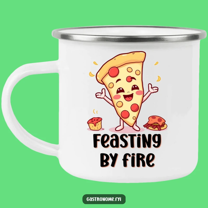 Funny Pizza Feast Camping Mug - Enjoy Your Brews with This Cheesy Foodie Design!