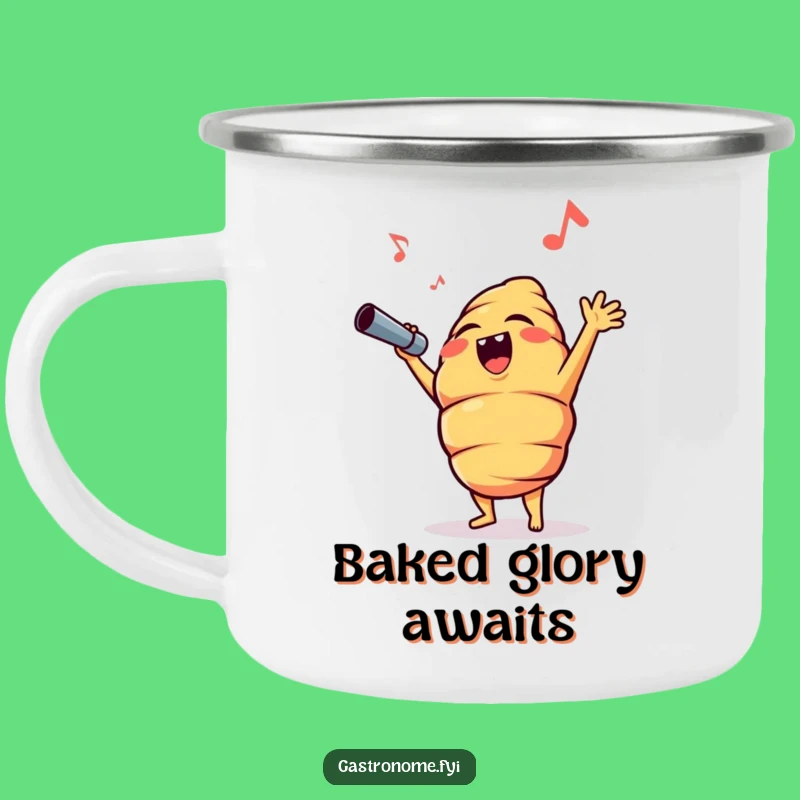 Funny Croissant Opera High Note Camping Mug - Rugged & Hilarious Outdoor Gift