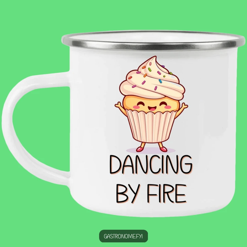 Funny Dancing Cupcake Camping Mug - Sweet Sips on the Go