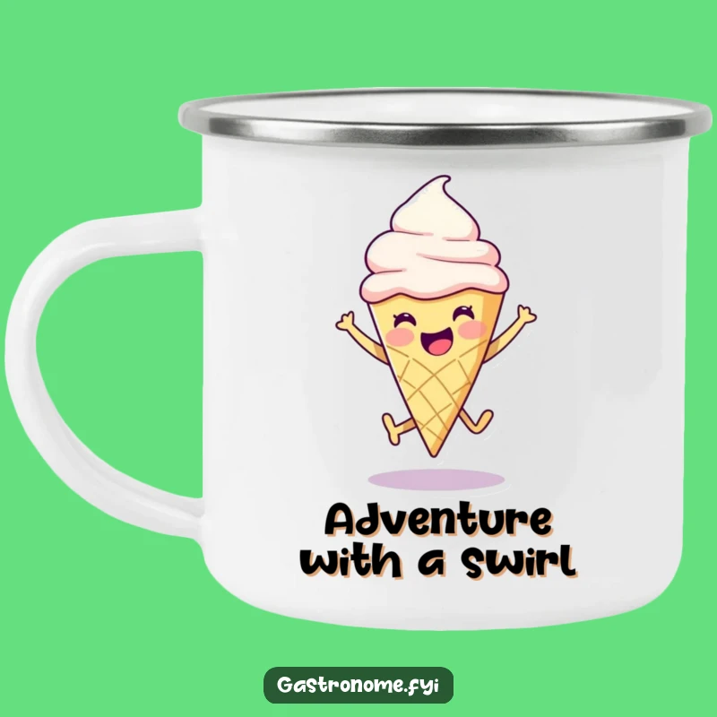 Funny Ice Cream Cone Leap Camping Mug: Adventure with Sweet Cheer