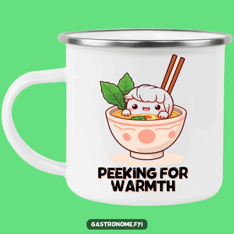 Funny Ramen Peek Camping Mug: Curious Campfire Companion - Hilarious Funny Gift