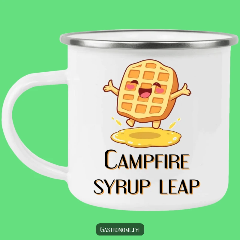 Funny Waffle Leap Camping Mug: Your Adventure Breakfast Fuel!
