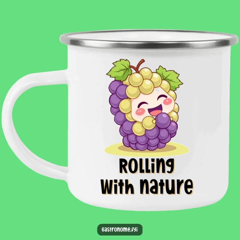 Funny Grape Rolling Camping Mug - Adventure-Ready Humorous Character Cup
