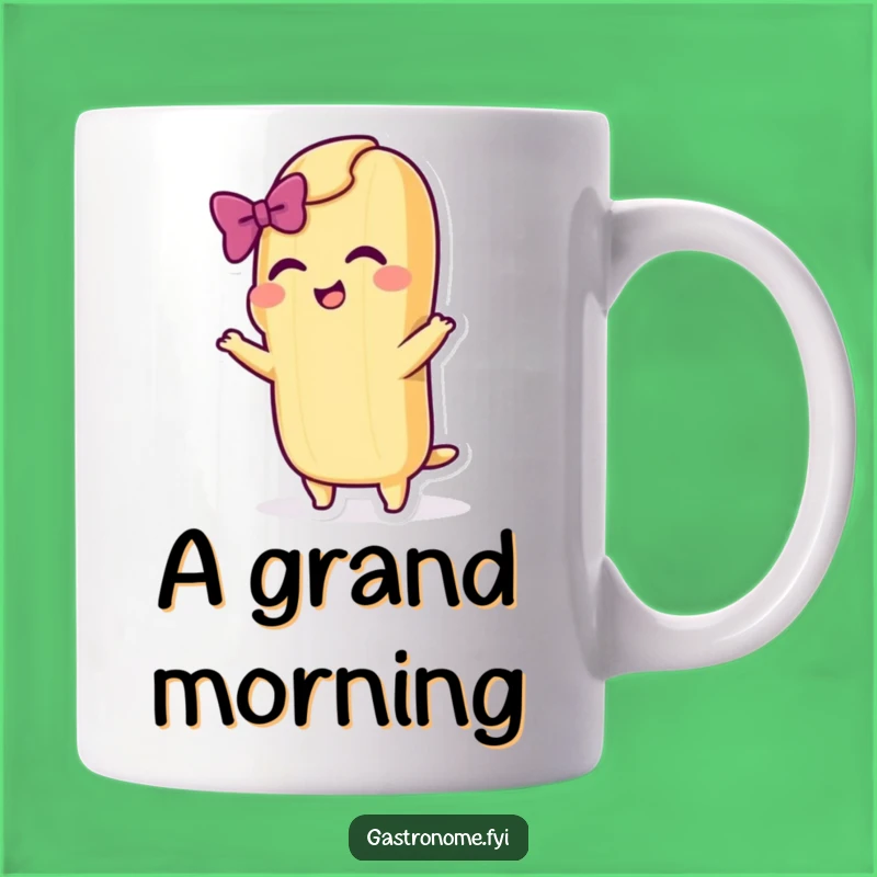 Funny Baguette Bow Mug - Artistic & Whimsical Gift for Croissant Lovers