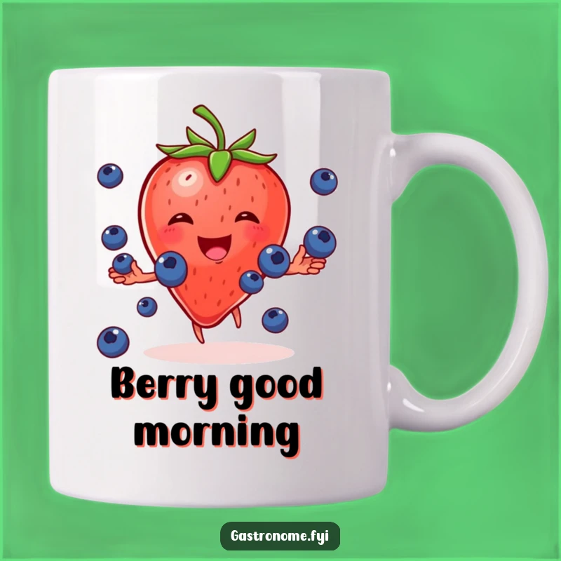Funny Strawberry Juggling Blueberries Mug: Perfect Gift for Fruit Lovers
