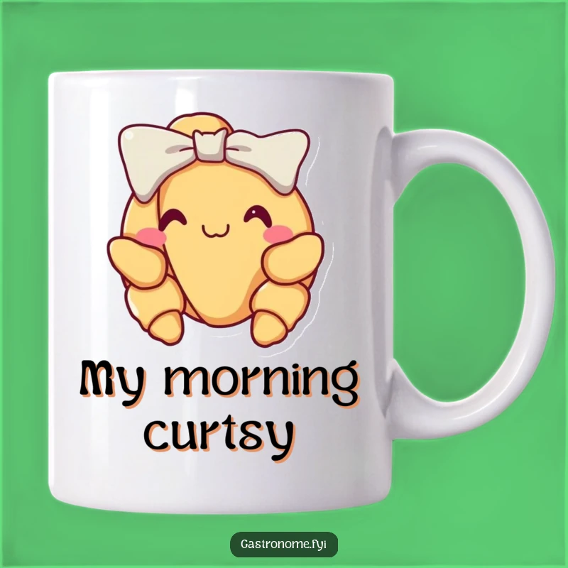 Funny Croissant Bow Mug: Parisian Charm and Humor, Perfect Funny Gift for Breakfast Lovers