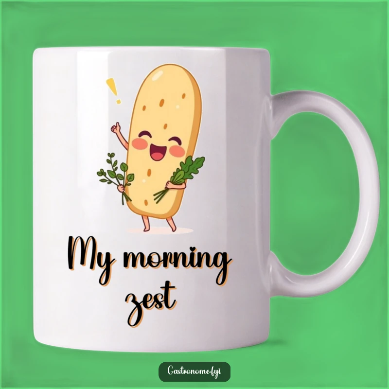 Funny Excited Baguette Art Mug, Perfect Gourmet Gift for Bread Lovers