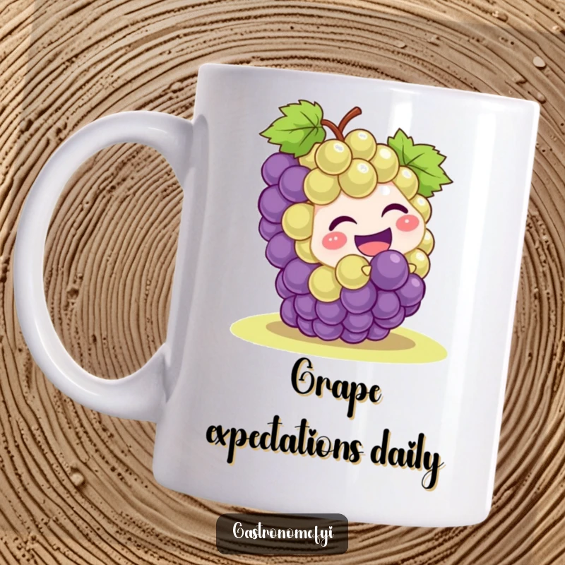 Funny grape cluster character laughing heartily while comically tumbling down a slope, capturing pure, unadulterated joy and a sense of playful abandon.