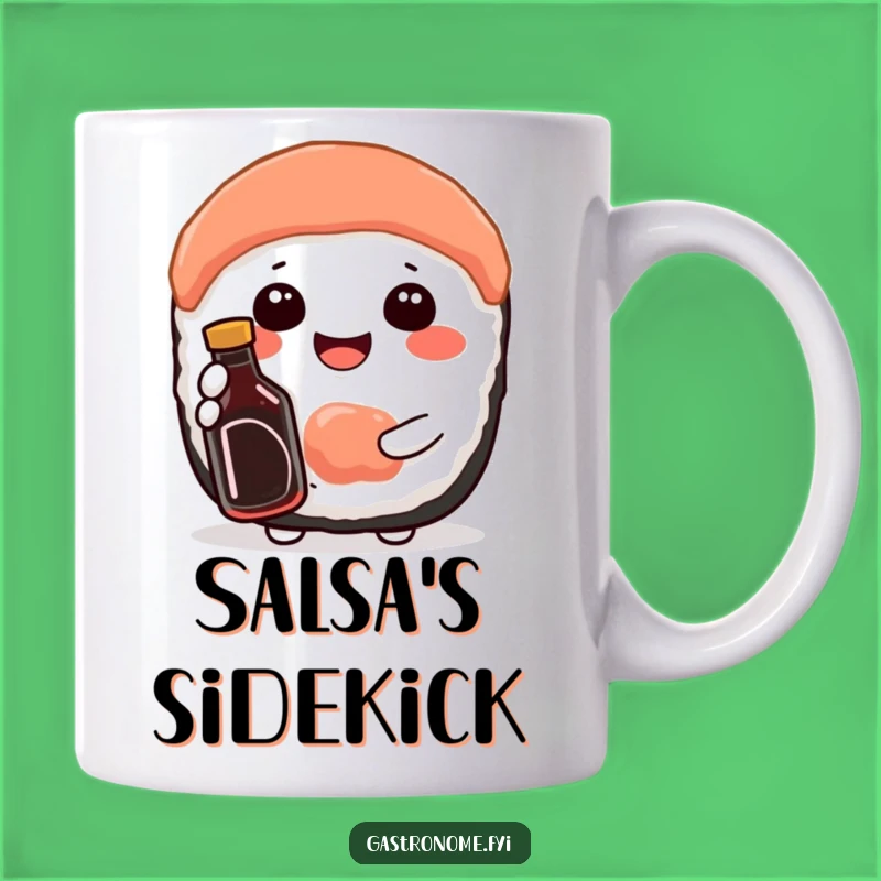 Funny Sushi Lover Mug: Contented Character and Soy Sauce Gift