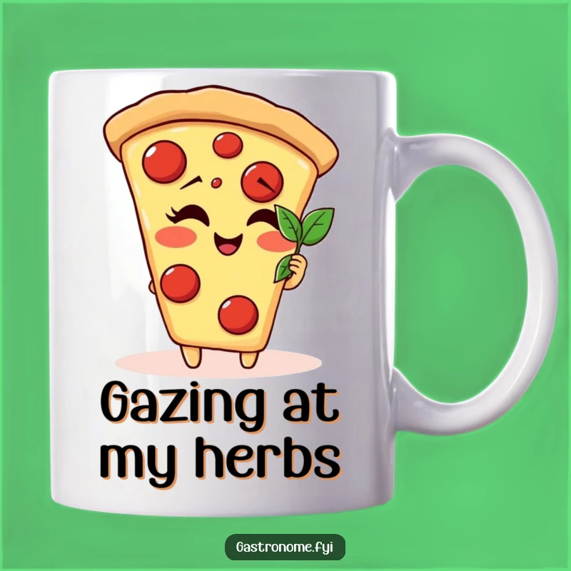Funny Pizza Slice Basil Leaf Mug - Hilarious Foodie Gift for Pizza Lovers