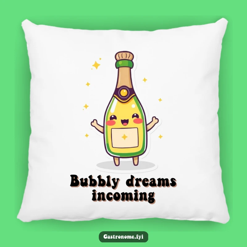 Comfy Funny Beaming Champagne Bottle Pillow - Plush Celebration Accent