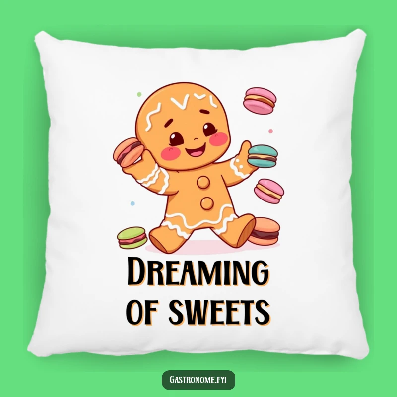 Funny Gingerbread Man Macaron Pillow - Cozy & Humorous Sweet Treat Decor