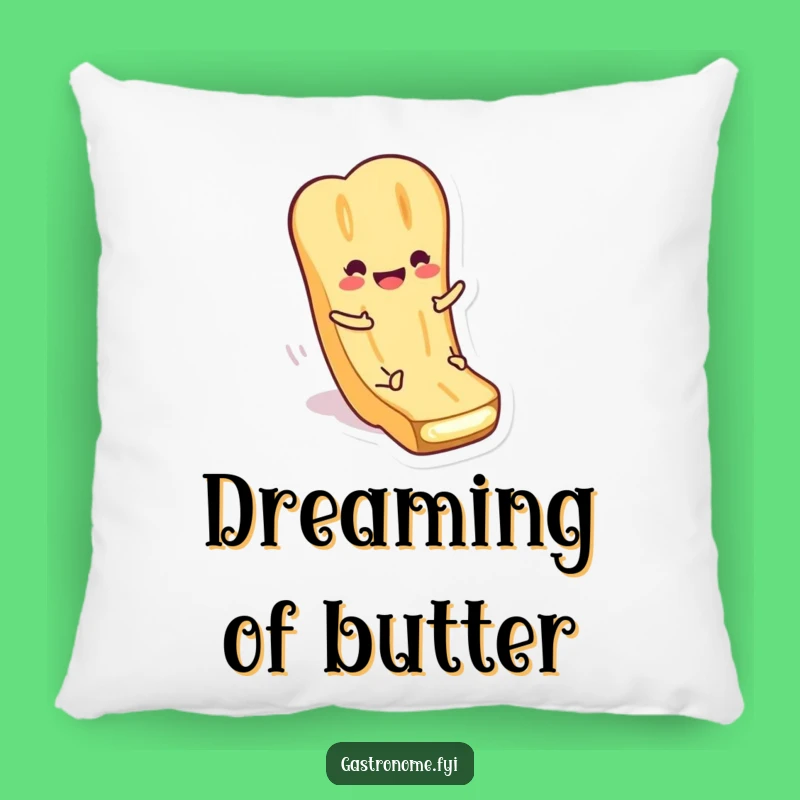 Funny Baguette Butter Pillow: Cozy Smiling Character, Perfect Humorous Accent