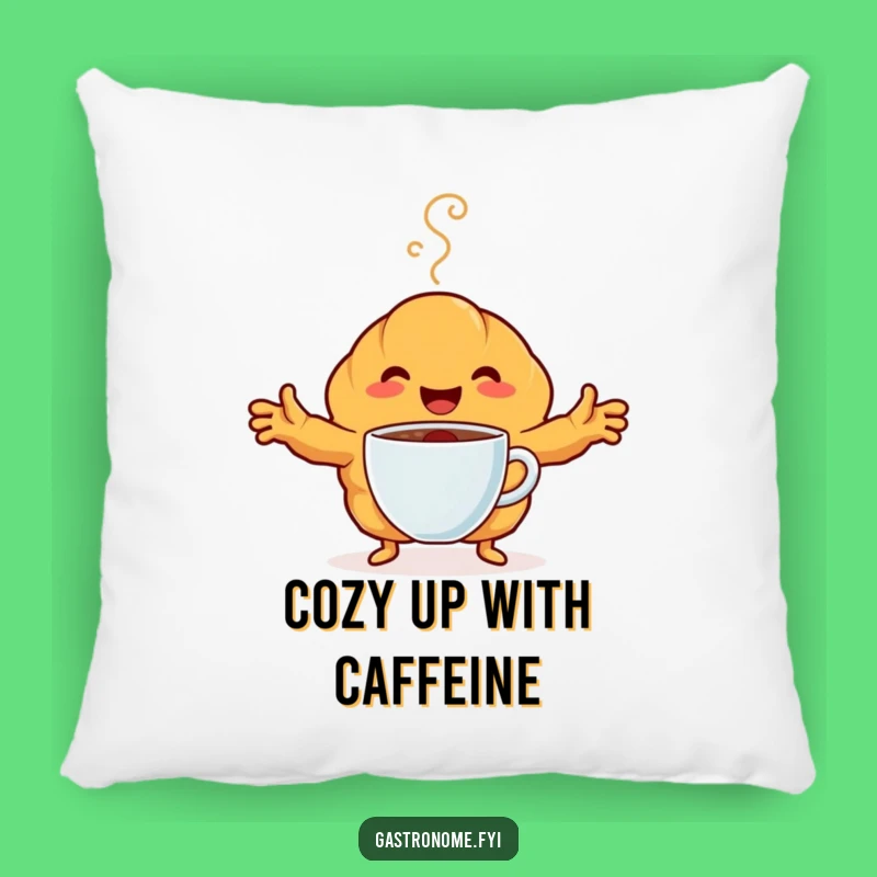 Funny Croissant Coffee Pillow: Cozy Happy Embrace, Perfect Humorous Accent