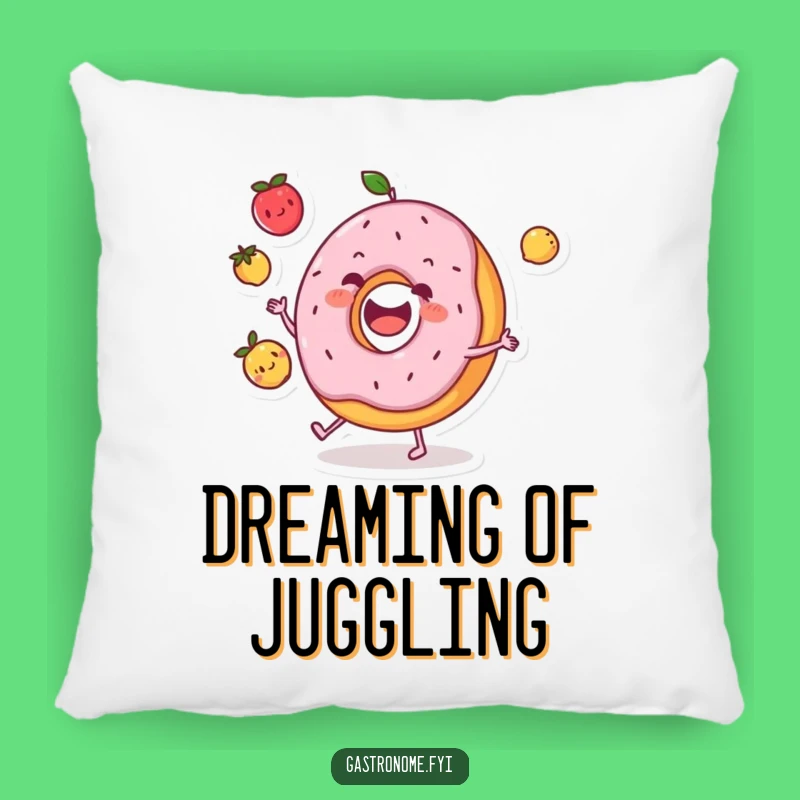 Funny Donut Juggling Fruits Pillow - Cozy & Comical Comfort Accent