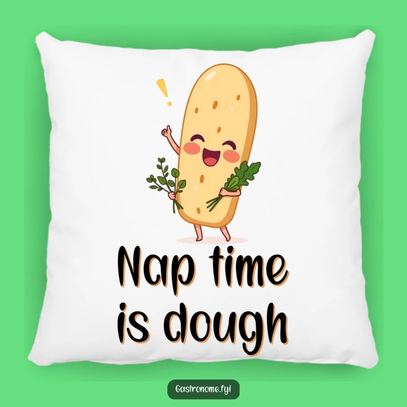 Funny Excited Baguette Pillow, Cozy Herb Bread Sofa Cushion