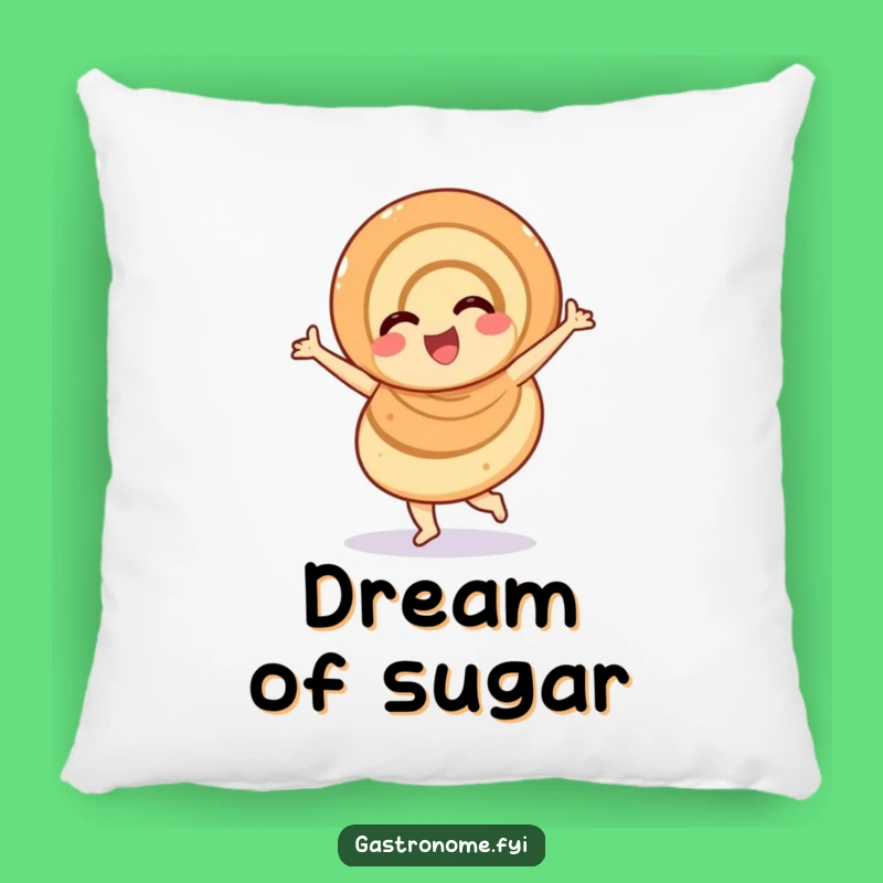 Funny Overjoyed Cinnamon Roll Pillow, Cozy Pastry Cushion