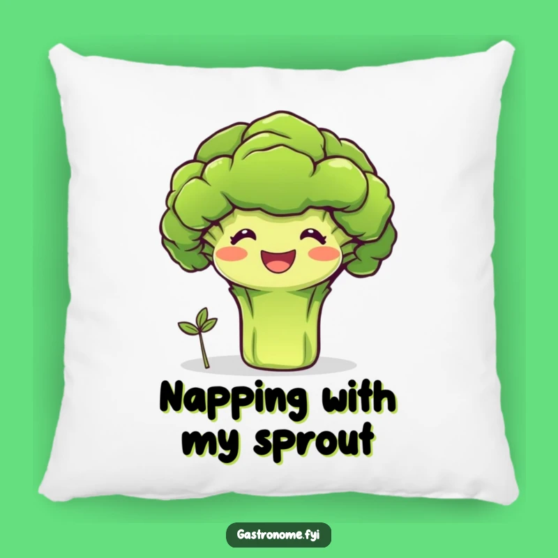 Funny Broccoli Sprout Throw Pillow: Cozy Comfort with Healthy Humor, Perfect Funny Gift