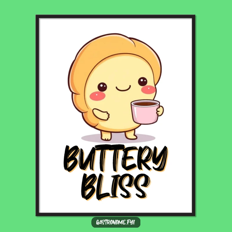 Funny Croissant Coffee Digital Art - Instant Parisian Decor Gift