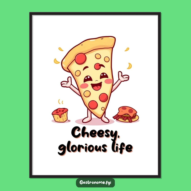 Funny Pizza Feast Digital Art - Cheesy Character, Giant Food, Instant Wall Decor!