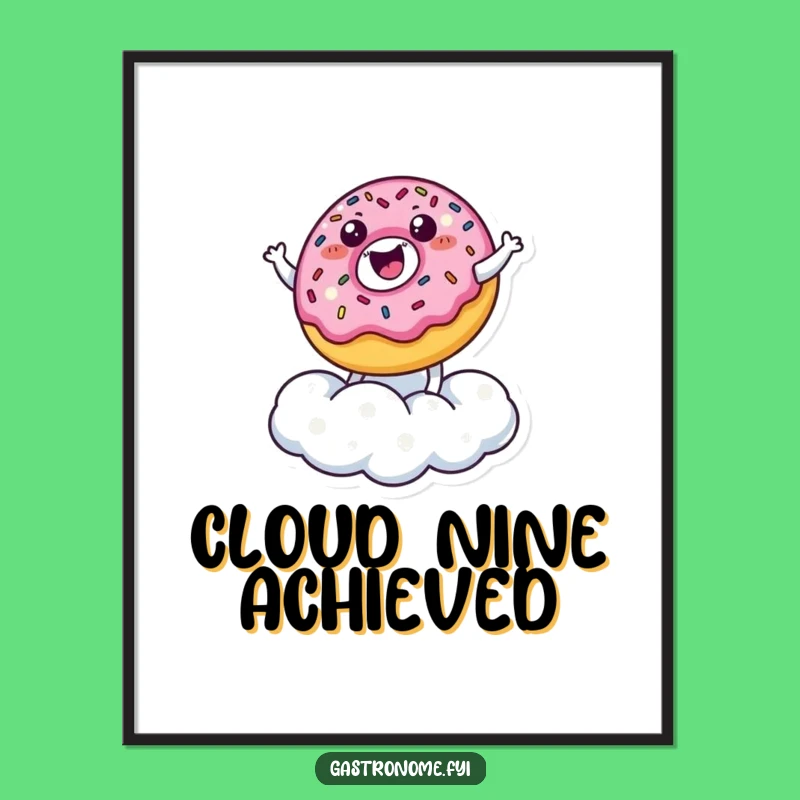 Funny Donut Cloud Bouncer Digital Art: Happy Character's Joyful Bounce - Funny Gift