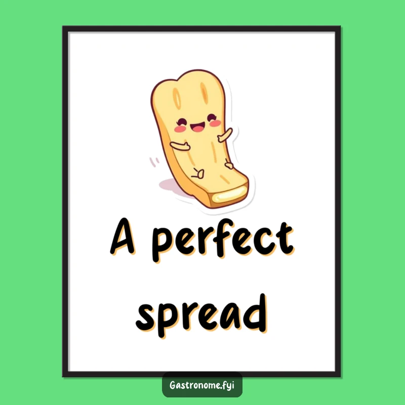 Funny Baguette Butter Digital Art: Smiling Character, Instant Humorous Decor