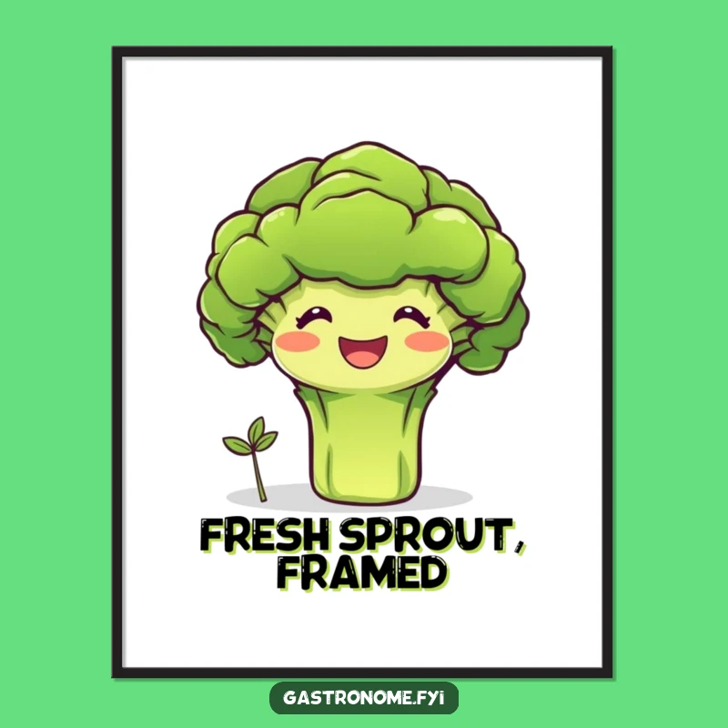 Funny Broccoli Sprout Digital Art: Healthy Humor for Any Space, Perfect Funny Gift