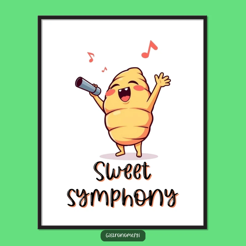 Funny Croissant Opera High Note Digital Art - Instant Humorous Decor for Music & Food Fans