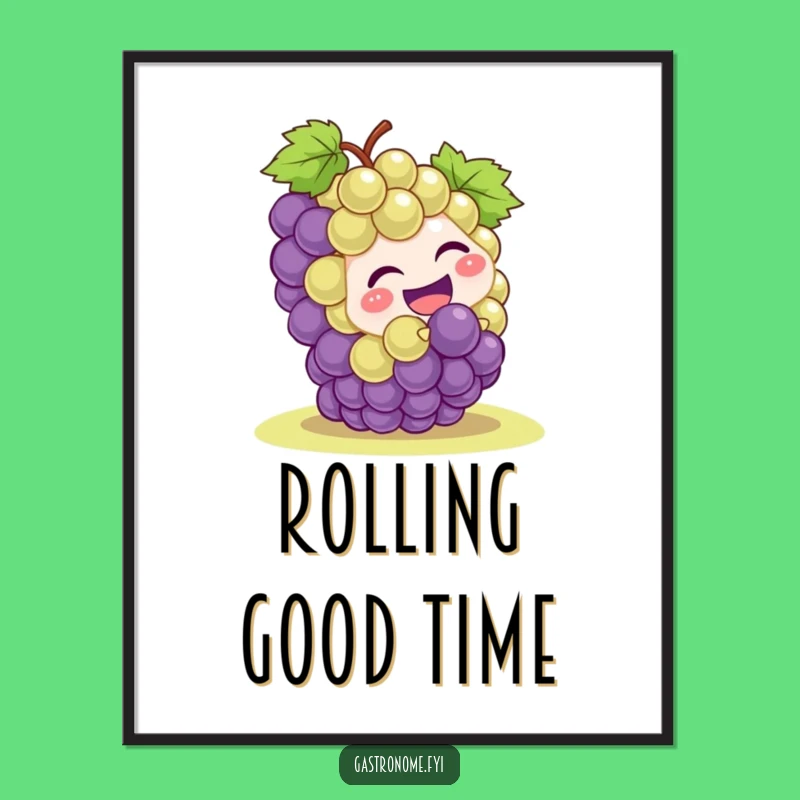 Funny Giggling Grape Rolling Digital Print - Instant Humorous Character Download