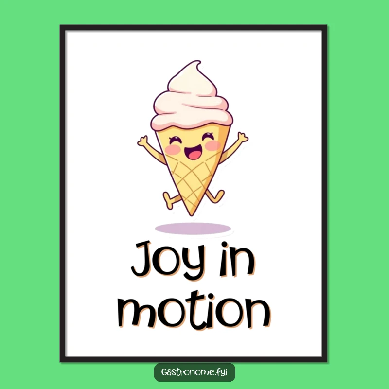 Funny Ice Cream Cone Leap Digital Art: Instant Joyful Wall Decor
