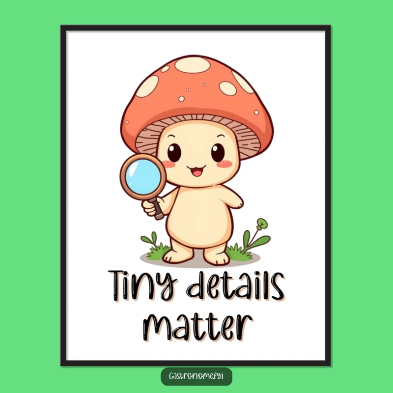 Funny Mushroom Magnify Digital Art: Instant Curious Wall Decor