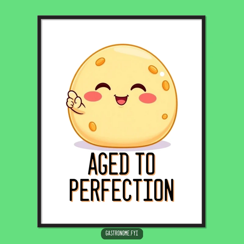 Funny Smiling Cheese Ball Digital Art, Satisfied Snack Instant Download