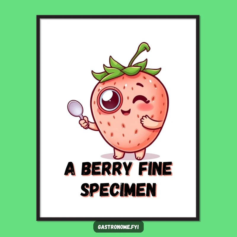 Funny Strawberry Monocle Digital Art: Instant Elegant Fruit Decor Download