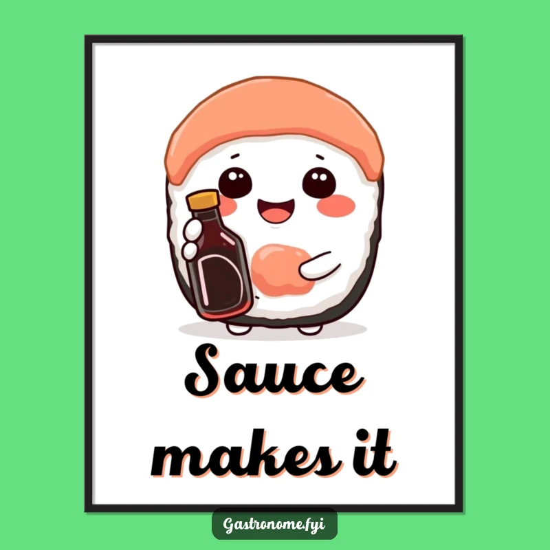 Funny Sushi Digital Art Print: Decorate With Culinary Joy