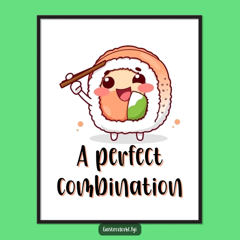 Funny Sushi Roll Digital Art: Joyful Character Gesture, Instant Humorous Decor Gift