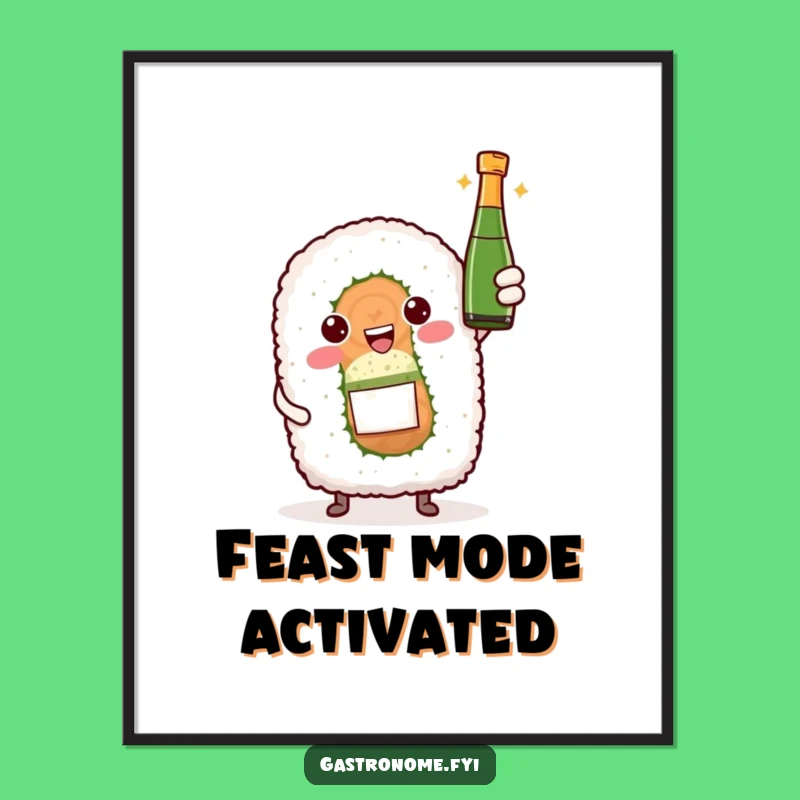 Funny Sushi Wine Digital Art - Instant Festive Decor for Foodies
