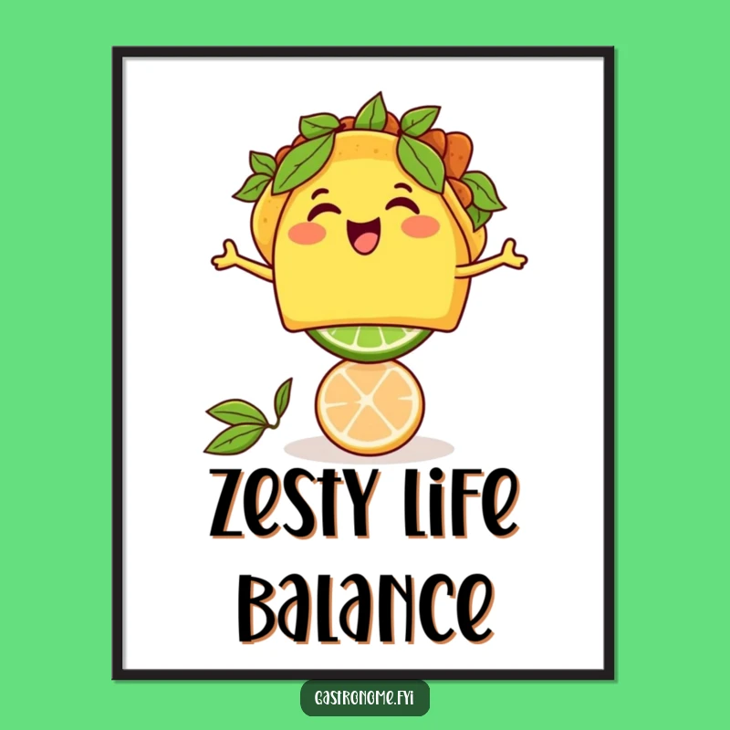 Funny Taco Lime Digital Art: Instant Fiesta Wall Decor