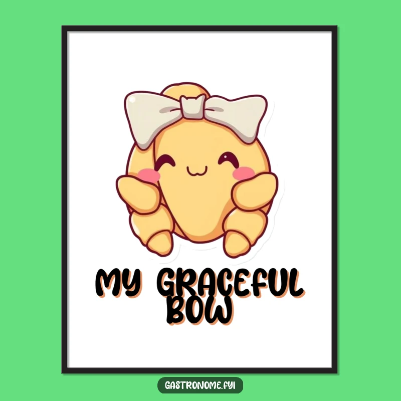 Funny Croissant Bow Digital Print: Elegant Parisian Art for Walls, Instant Funny Gift