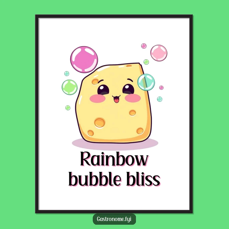 Funny Cheese Bubble Digital Art: Instant Cheerful Wall Decor